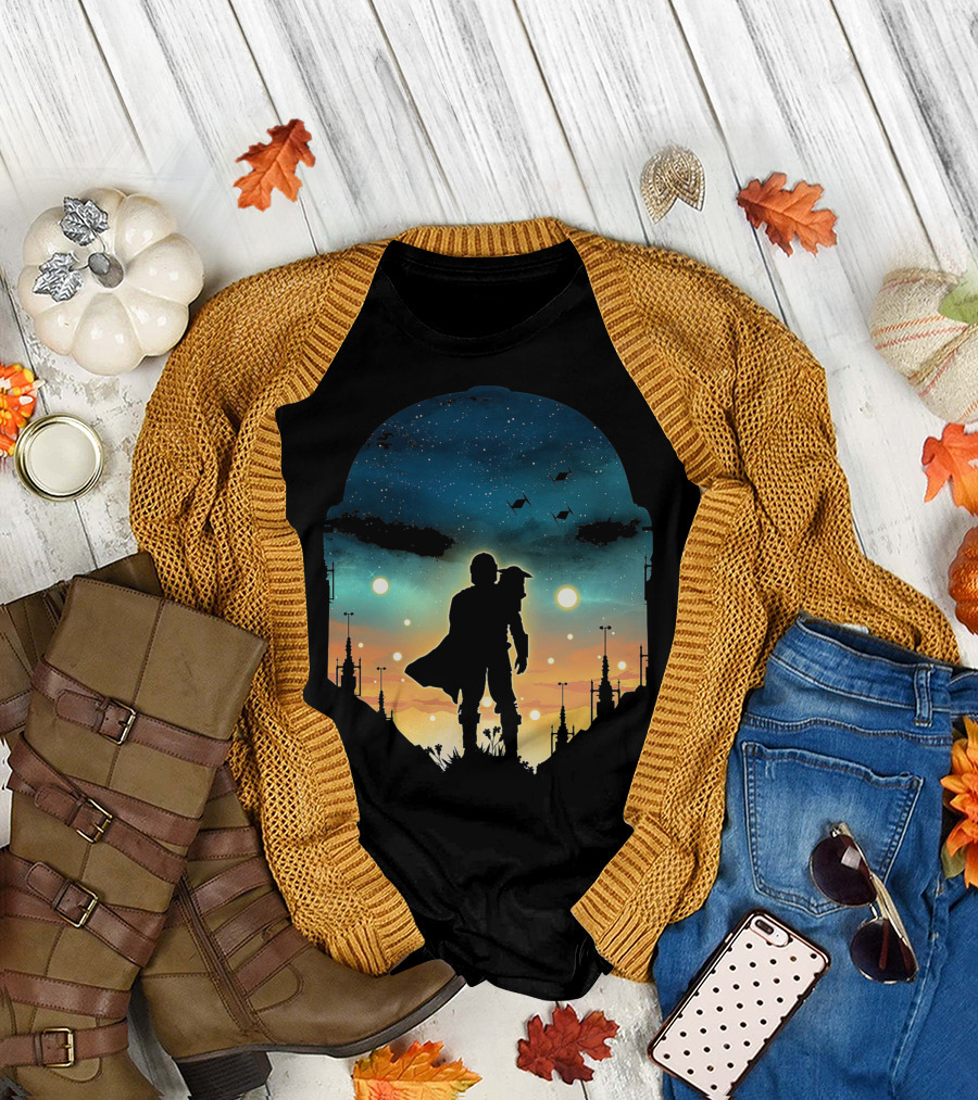 Only Today Lone Mandalorian Starry Sunset Adventure T-Shirt