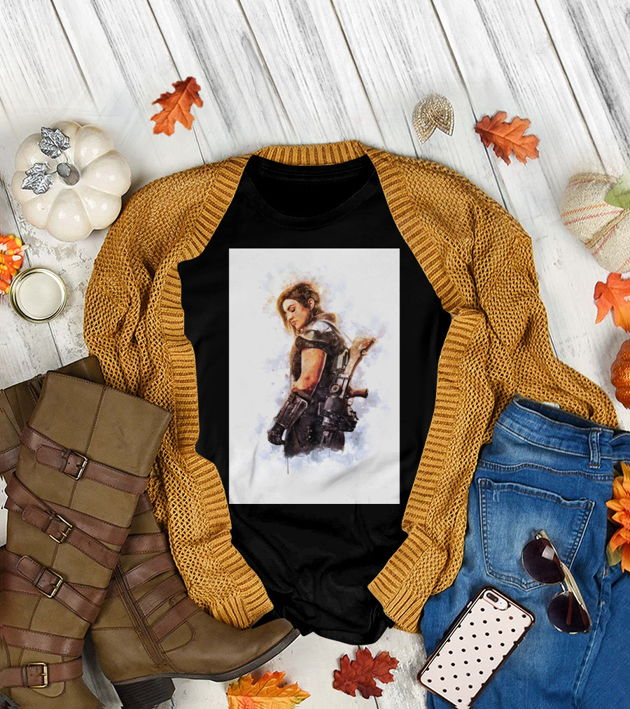Only Today Watercolor Warrior Woman With Sword T-Shirt