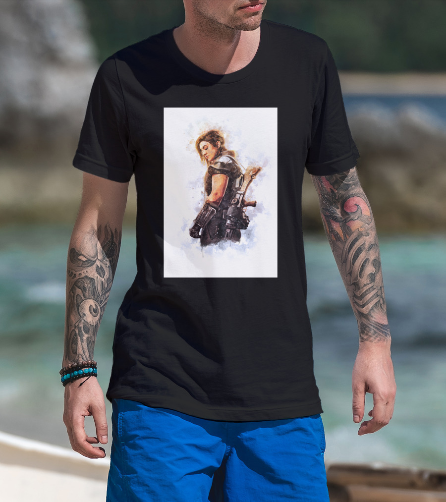 Only Today Watercolor Warrior Woman With Sword T-Shirt