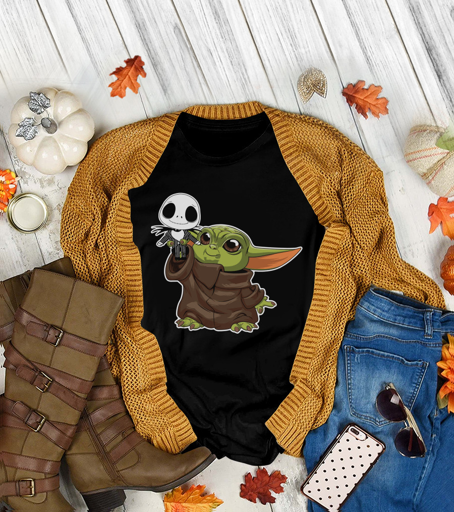 Grogu Holding Jack Skellington Only Today T-Shirt