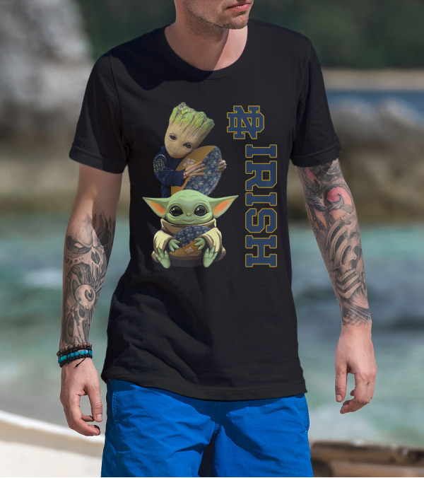 Groot Baby Yoda Notre Dame Fighting Irish Football T-Shirt