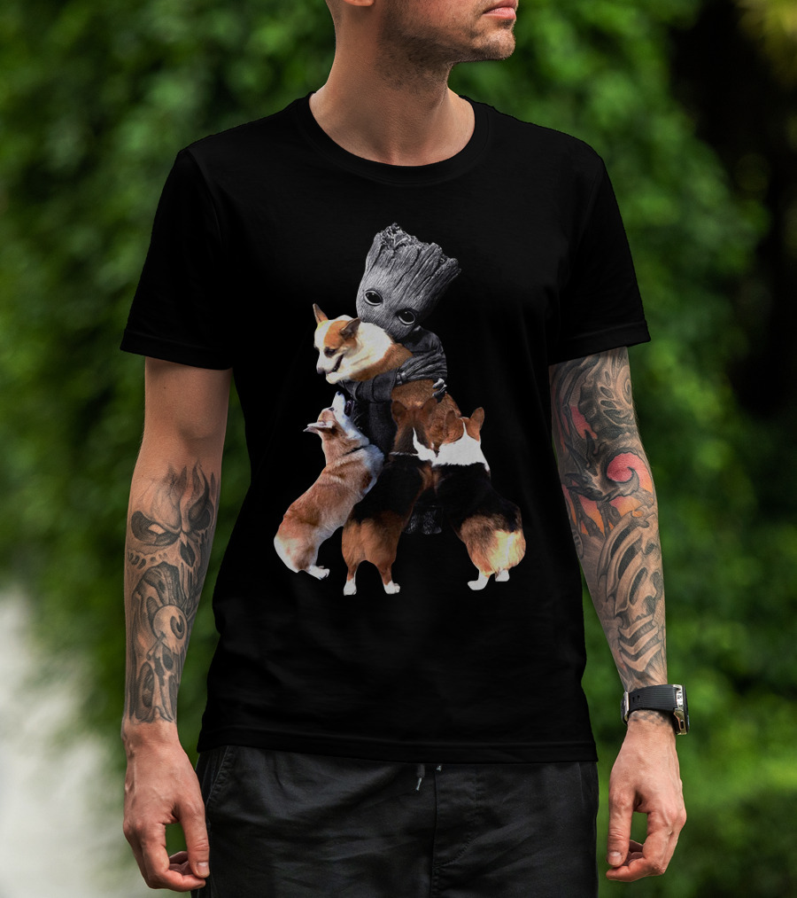 Only Today Groot Hugging Corgis T-Shirt