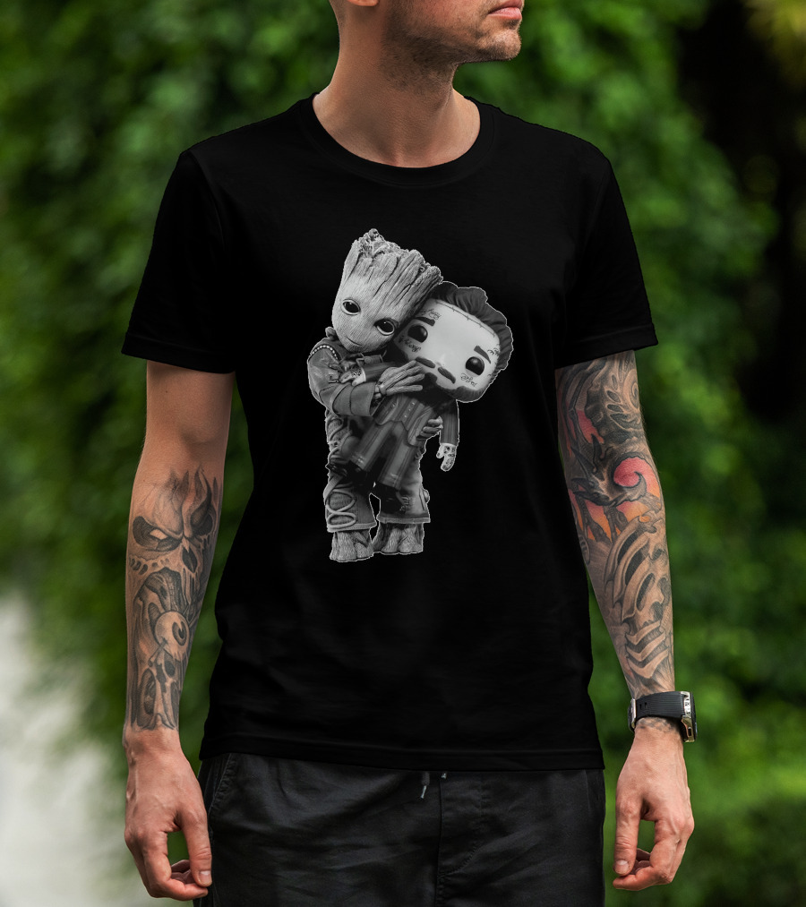 Only Today Baby Tree Character Holding Masked Figure T-Shirt