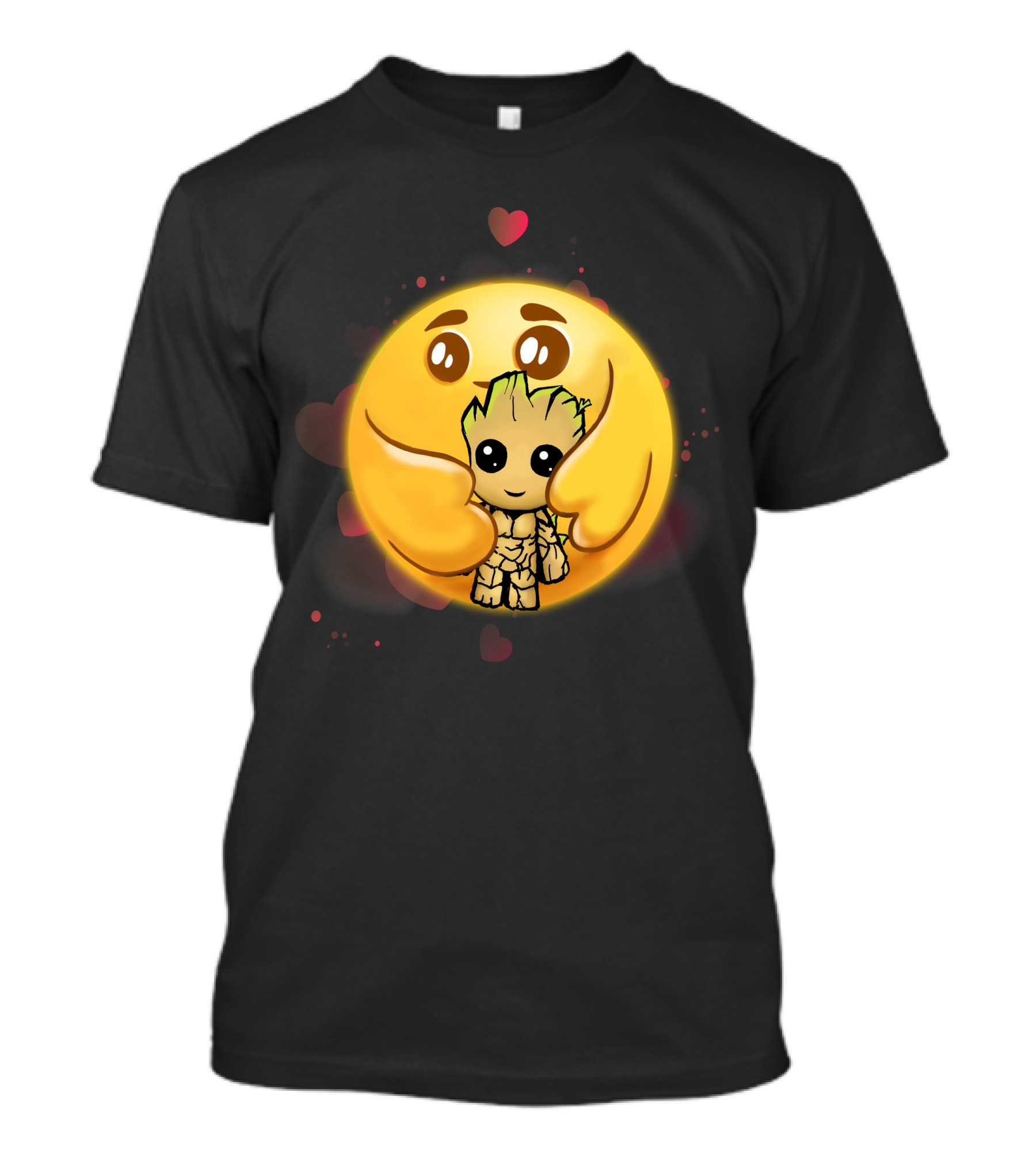 Only Today Adorable Emoji Hug With Groot And Hearts T-Shirt