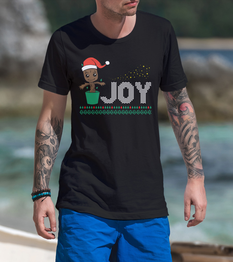 Joy Christmas Groot Santa Hat Holiday T-Shirt