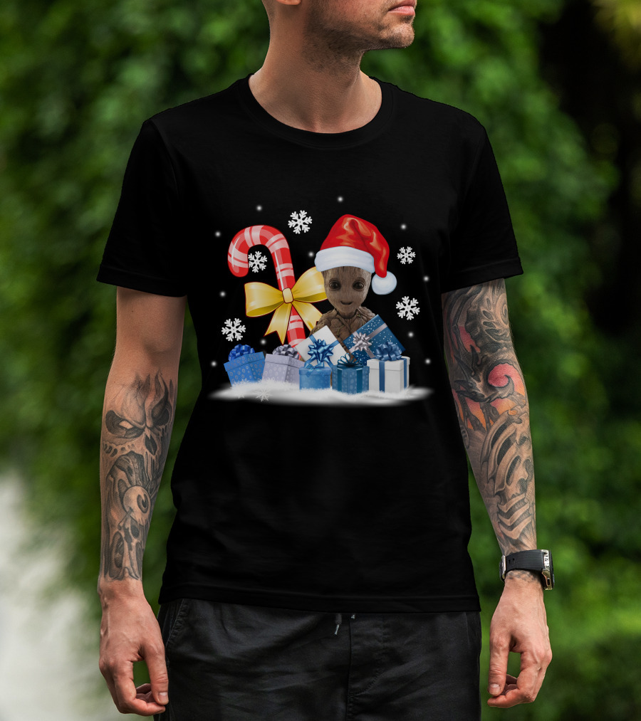 Only Today Christmas Groot Candy Cane Snowflakes T-Shirt