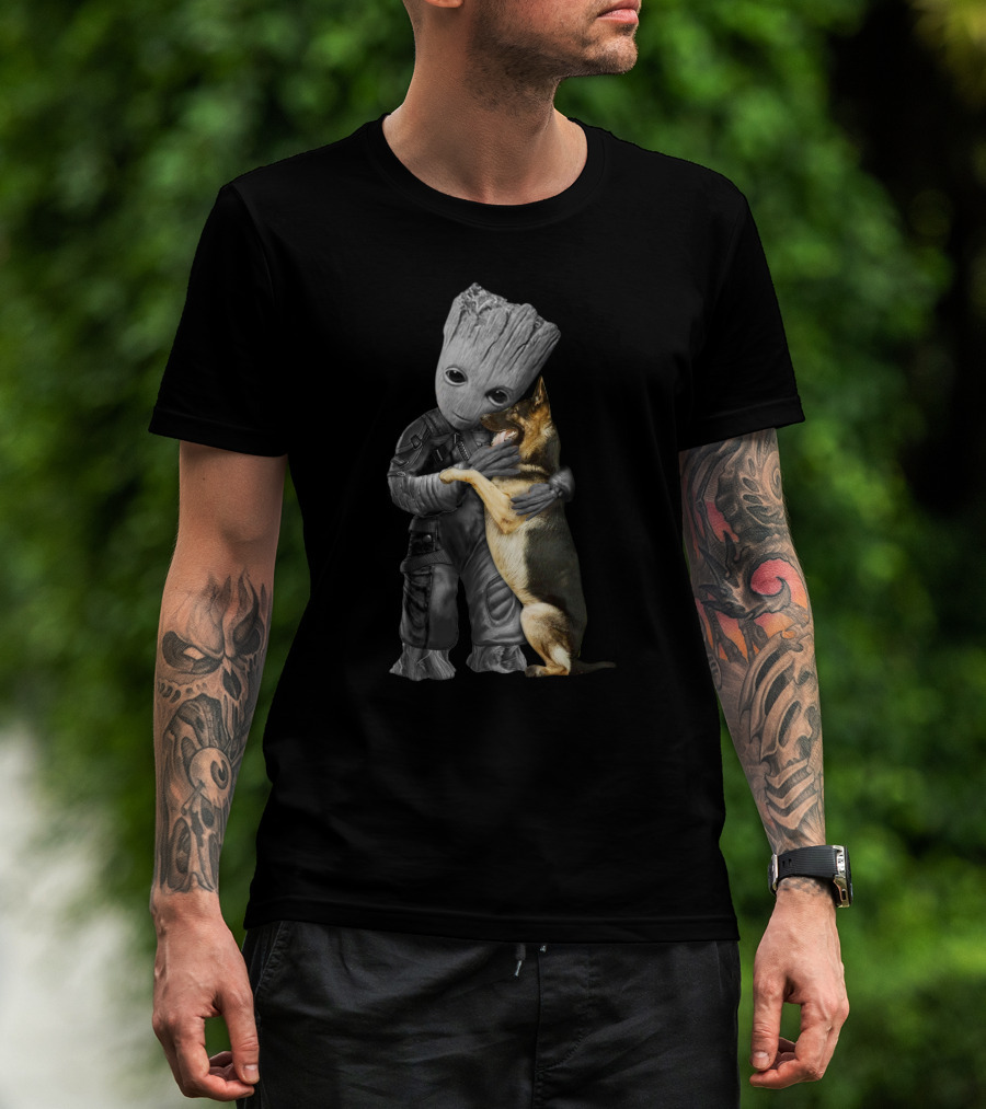 Baby Groot Hugging Dog T-Shirt