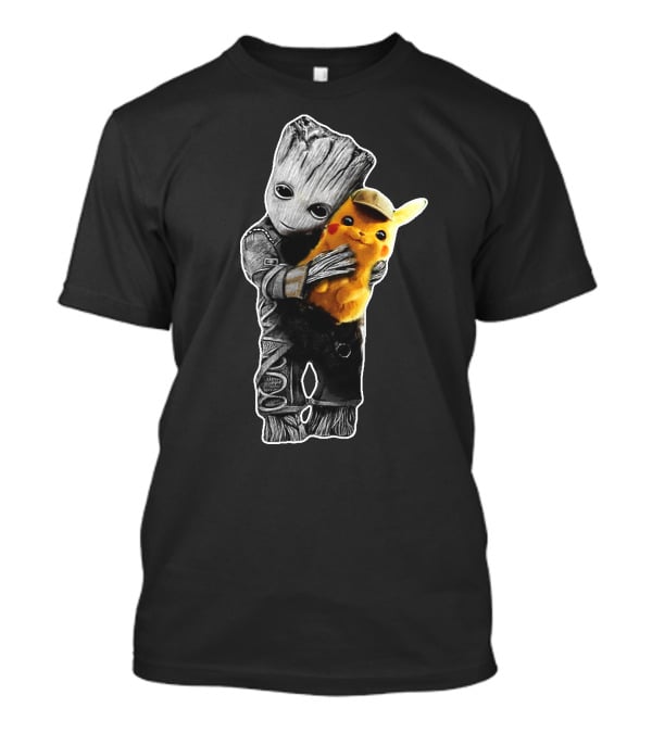 Groot Embrace With Pikachu T-Shirt