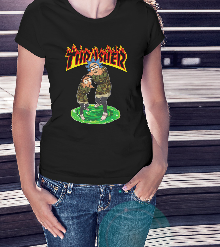 Thrasher 40 Rick And Morty Camo Portal T-Shirt