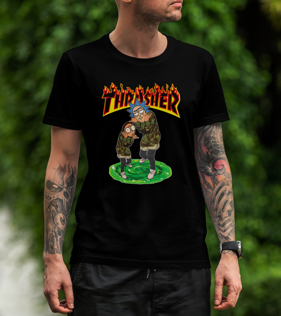 Thrasher 40 Rick And Morty Camo Portal T-Shirt