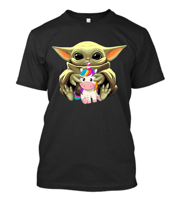 Adorable Yoda With Rainbow Unicorn T-Shirt