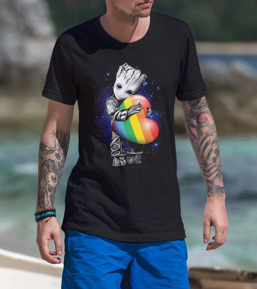 Rainbow Heart Galaxy Cute Tree Character T-Shirt