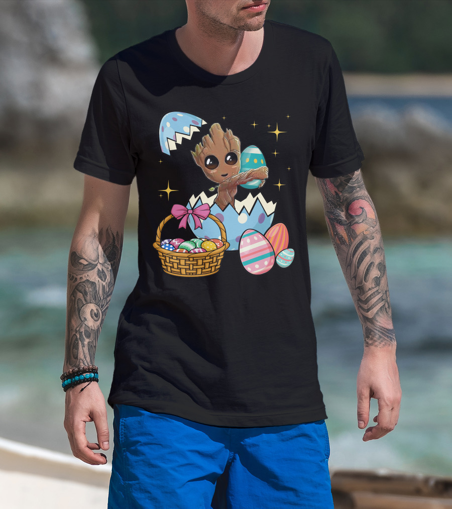 Baby Groot Easter Basket And Eggs T-Shirt