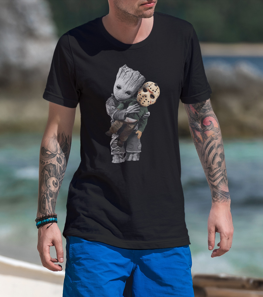 Groot Embraces Jason Mask Forest Guardian T-Shirt