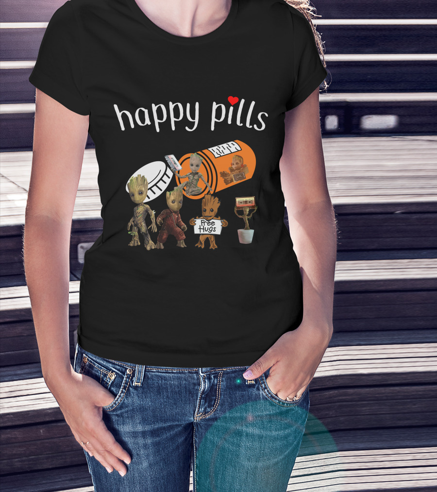 Happy Pills Groot Free Hugs Cassette Planter T-Shirt
