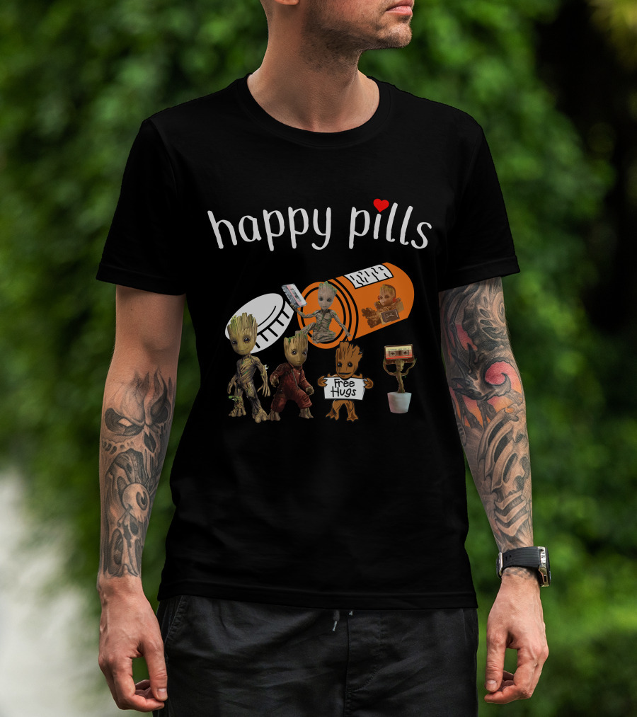 Happy Pills Groot Free Hugs Cassette Planter T-Shirt
