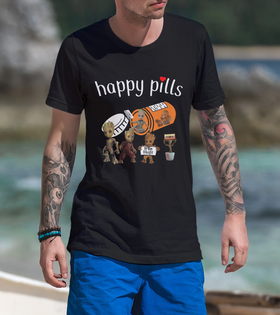 Happy Pills Groot Free Hugs Cassette Planter T-Shirt