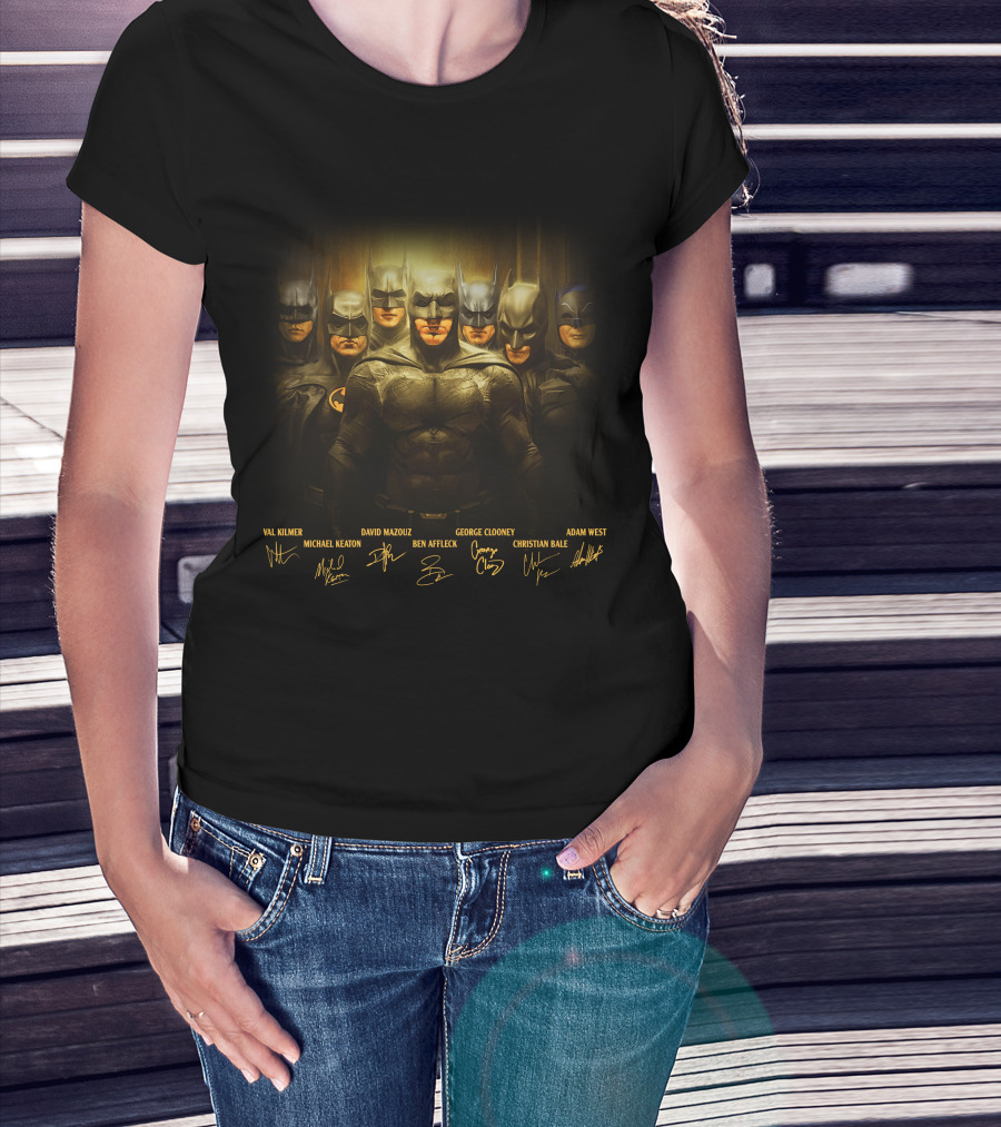 Batma Val Kilmer Michael Keaton David Mazouz Ben Affleck George Clooney Christian Bale Adam West T-Shirt