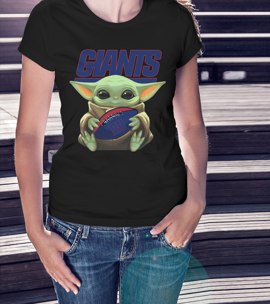 Giants Baby Yoda Football T-Shirt