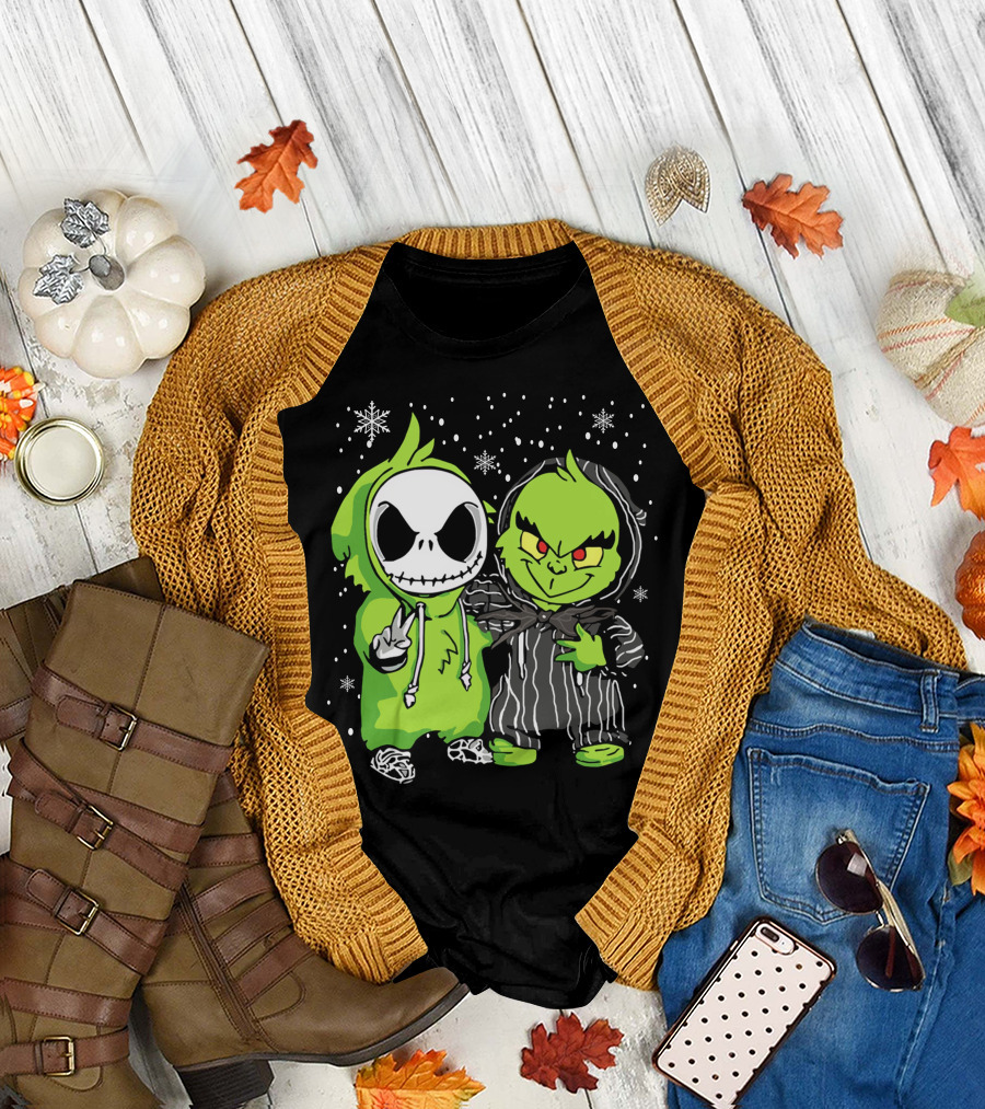Grinch and Jack Snowy Night Characters T-Shirt