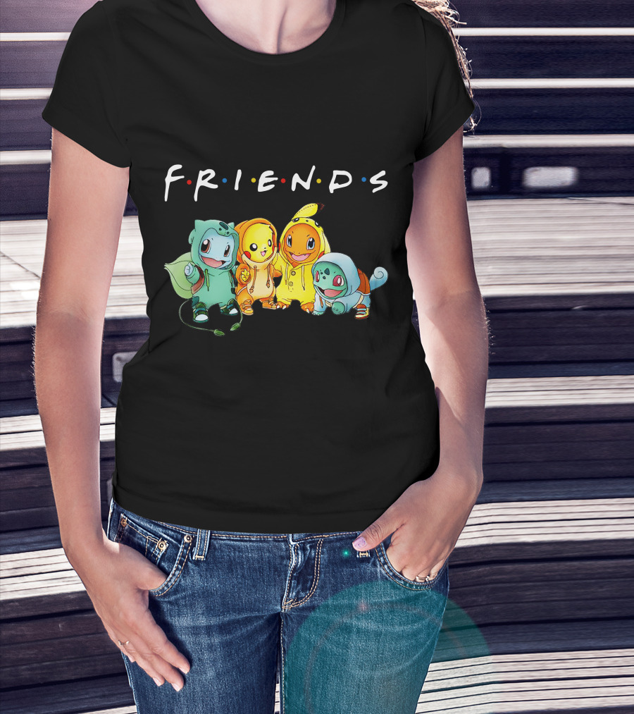 FRIENDS Pikachu ZN443 Bulbasaur Charmander Squirtle T-Shirt
