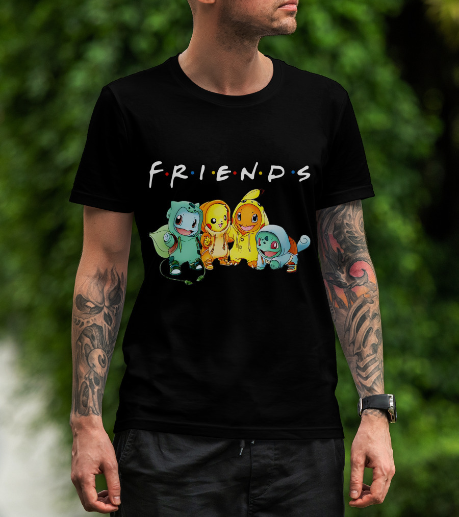 FRIENDS Pikachu ZN443 Bulbasaur Charmander Squirtle T-Shirt
