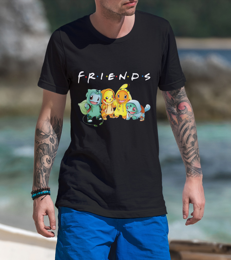 FRIENDS Pikachu ZN443 Bulbasaur Charmander Squirtle T-Shirt