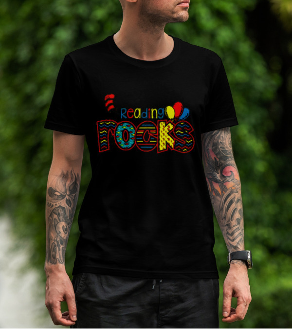 Dr Seuss Reading Rocks Cat In The Hat Balloons T-Shirt