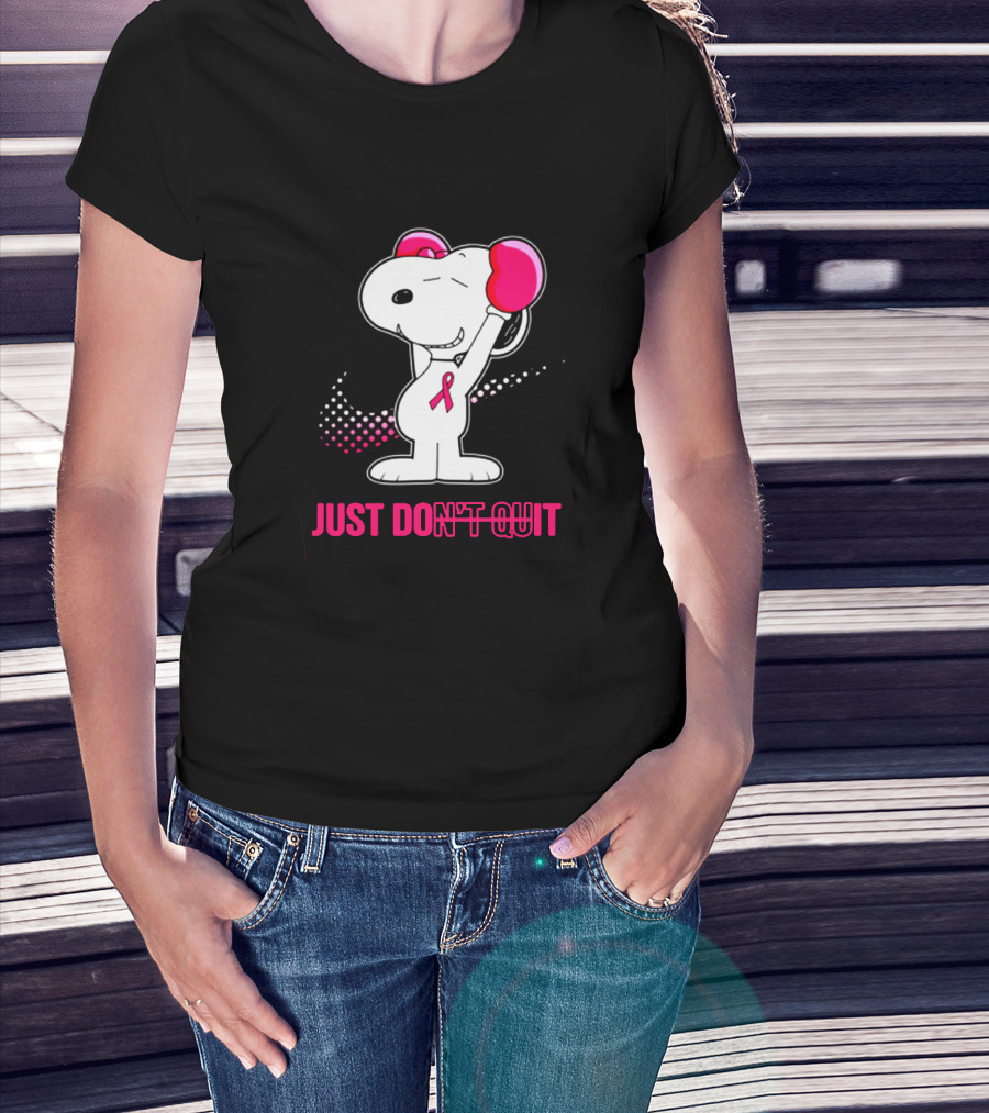 Just Don’t Quit Snoopy Pink Ribbon Boxing Breast Awareness T-Shirt