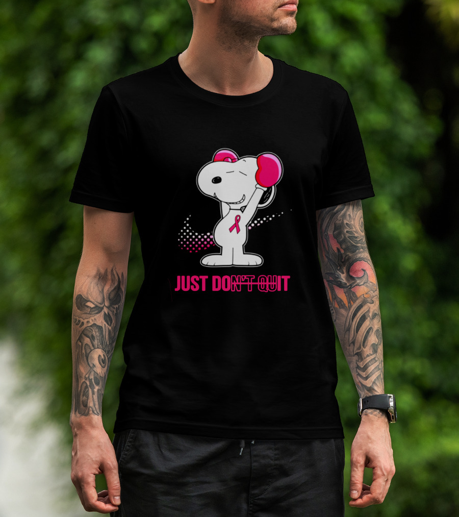 Just Don’t Quit Snoopy Pink Ribbon Boxing Breast Awareness T-Shirt