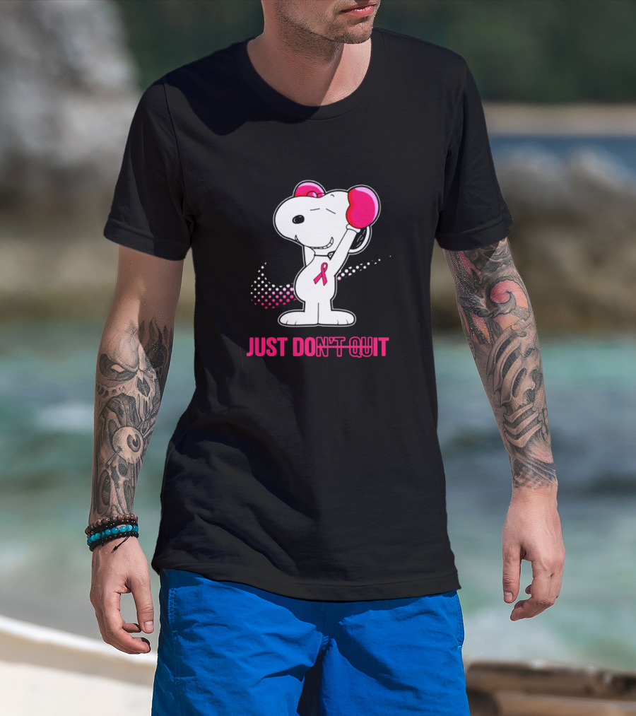 Just Don’t Quit Snoopy Pink Ribbon Boxing Breast Awareness T-Shirt