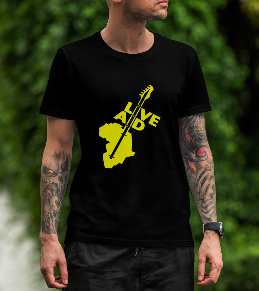 Live Aid 1985 Africa Guitar Logo Music Festival T-Shirt