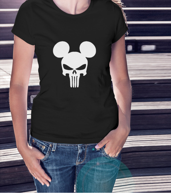 Mickey Mouse Punisher Skull Crossover Icon T-Shirt