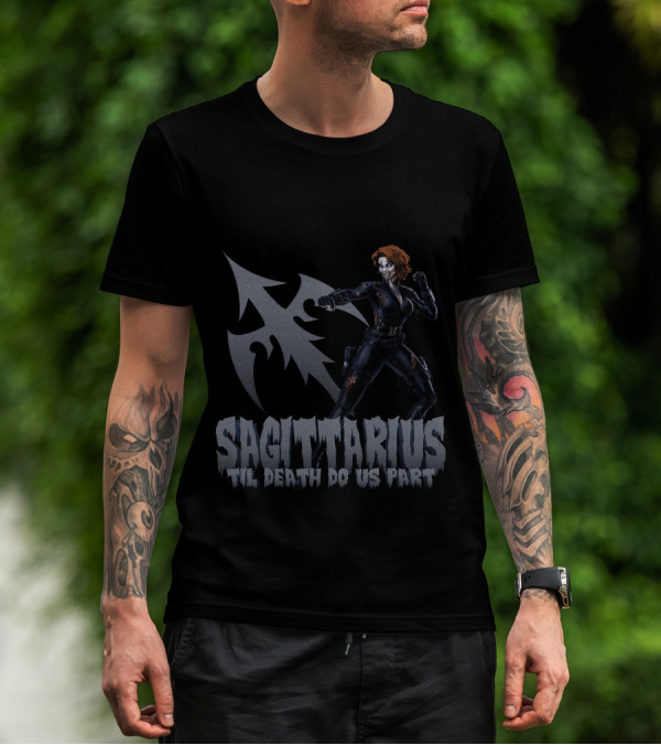 Sagittarius 'Til Death Do Us Part Black Widow Marvel Fans T-Shirt