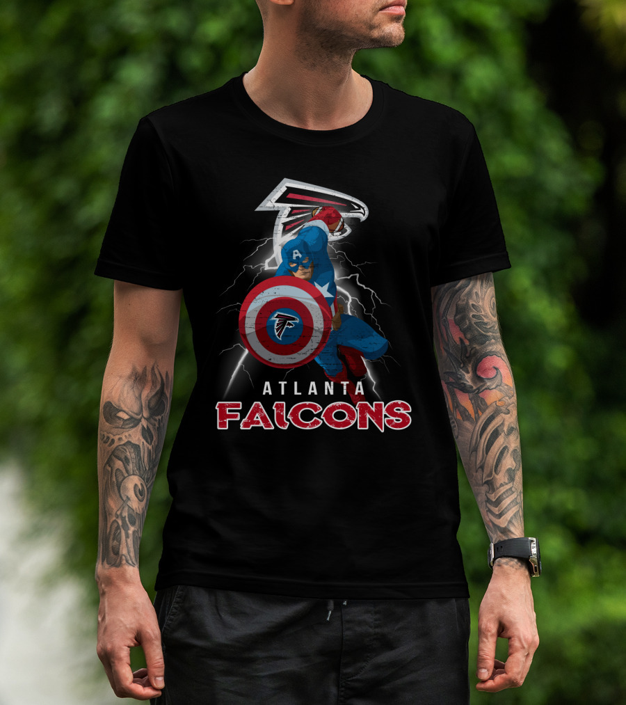 Atlanta Falcons Captain America Nfl Shield Lightning T-Shirt