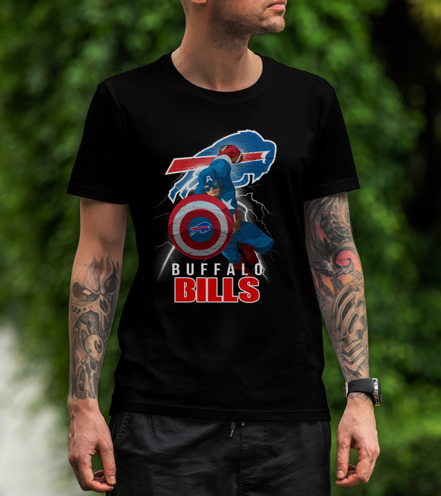 Captain America Buffalo Bills Nfl Superhero Collaboration T-Shirt