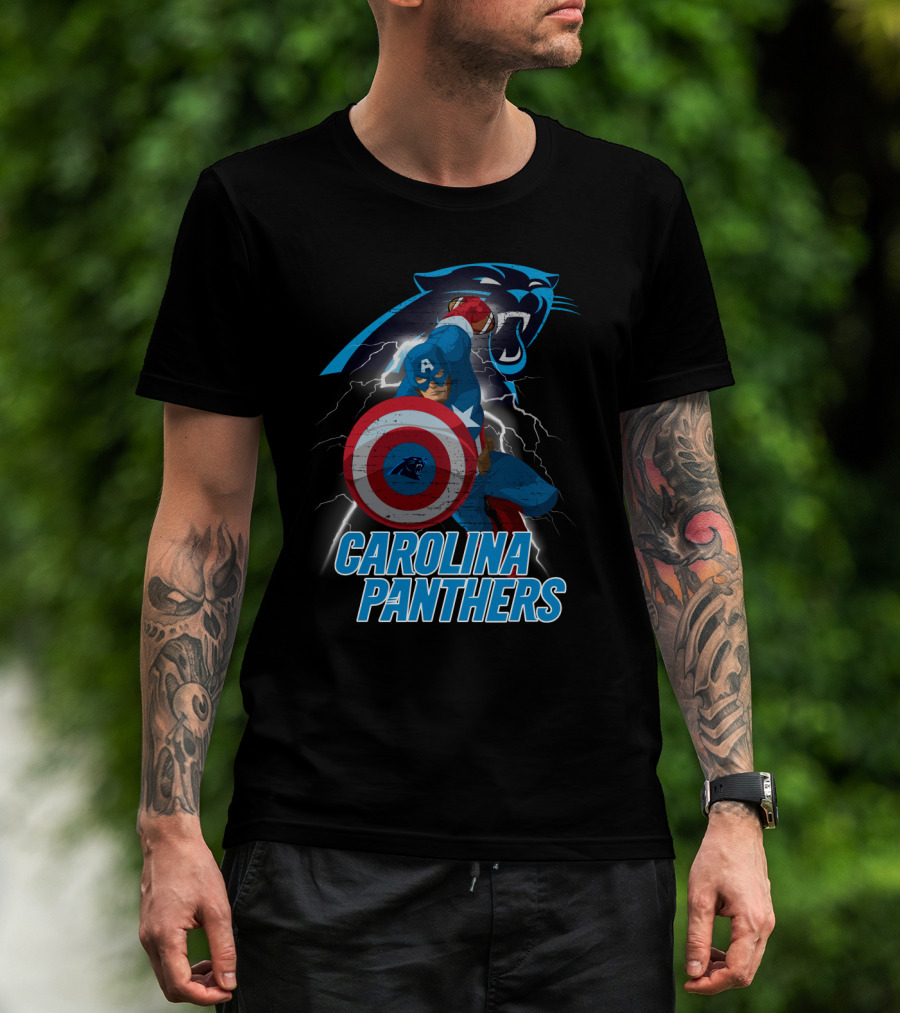 Carolina Panthers Captain America Nfl Crossover T-Shirt