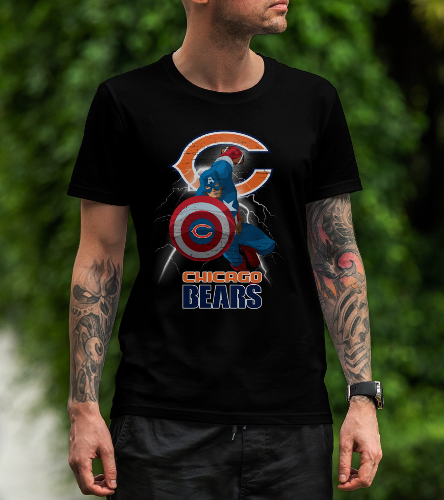 Captain America Chicago Bears Nfl Superhero Fan T-Shirt