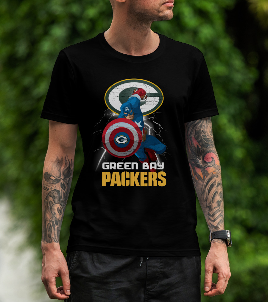 Green Bay Packers Captain America Shield Nfl Crossover T-Shirt
