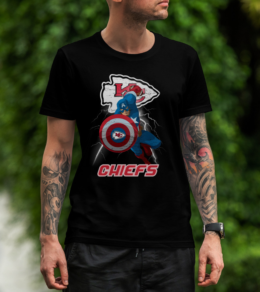 Kansas City Chiefs Captain America Nfl Crossover T-Shirt