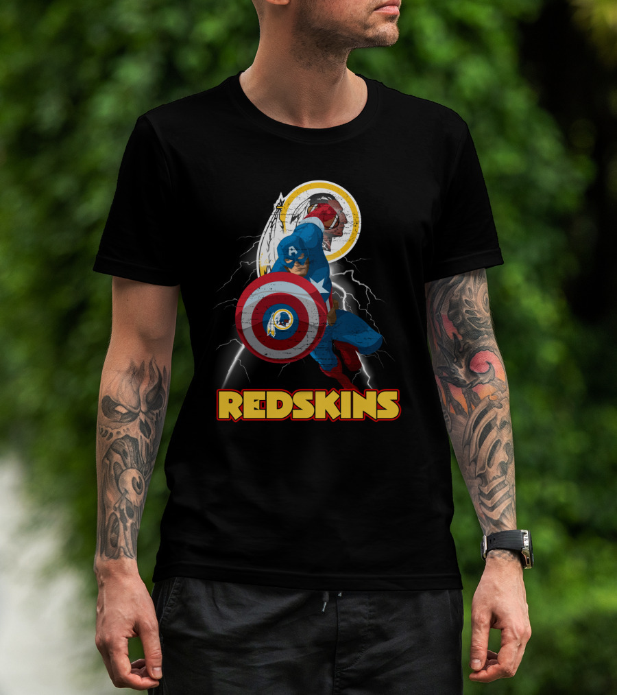 Captain America Redskins Nfl Lightning T-Shirt