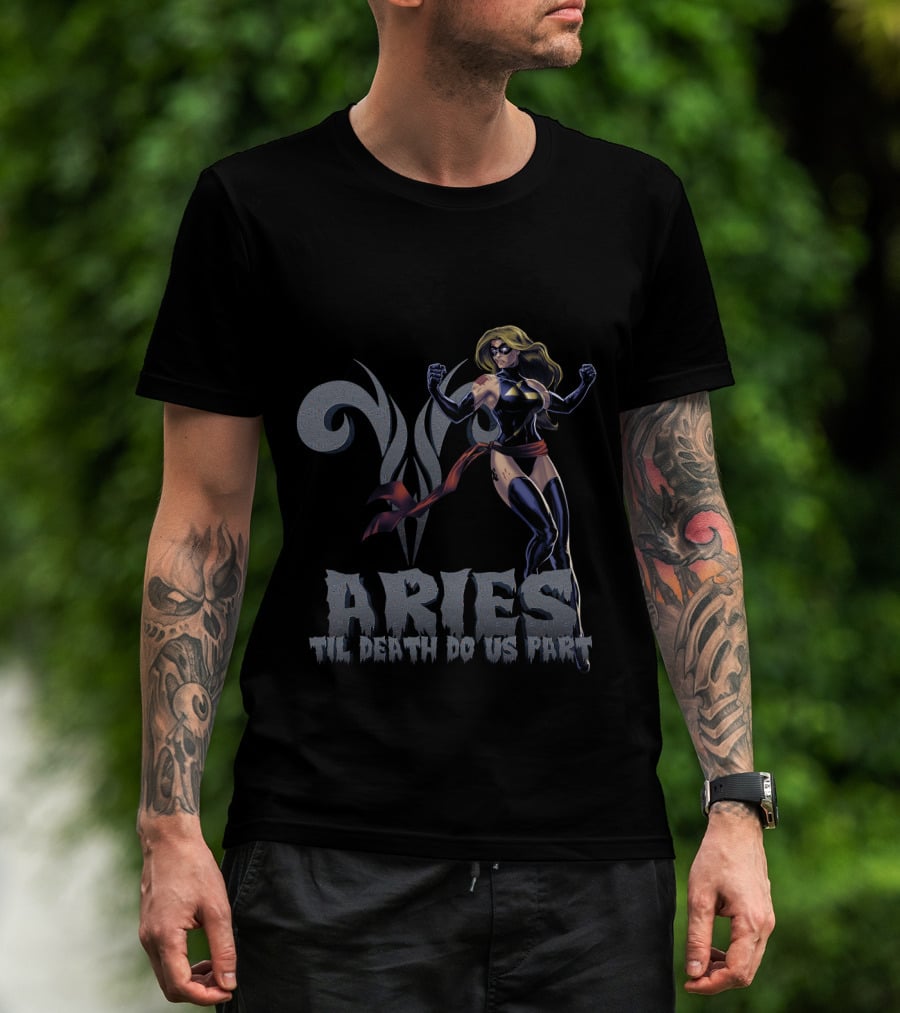 Captain Marvel Aries Til Death Do Us Part Marvel Fans T-Shirt