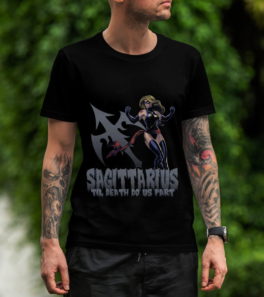Sagittarius Til Death Do Us Part Captain Marvel Fans T-Shirt