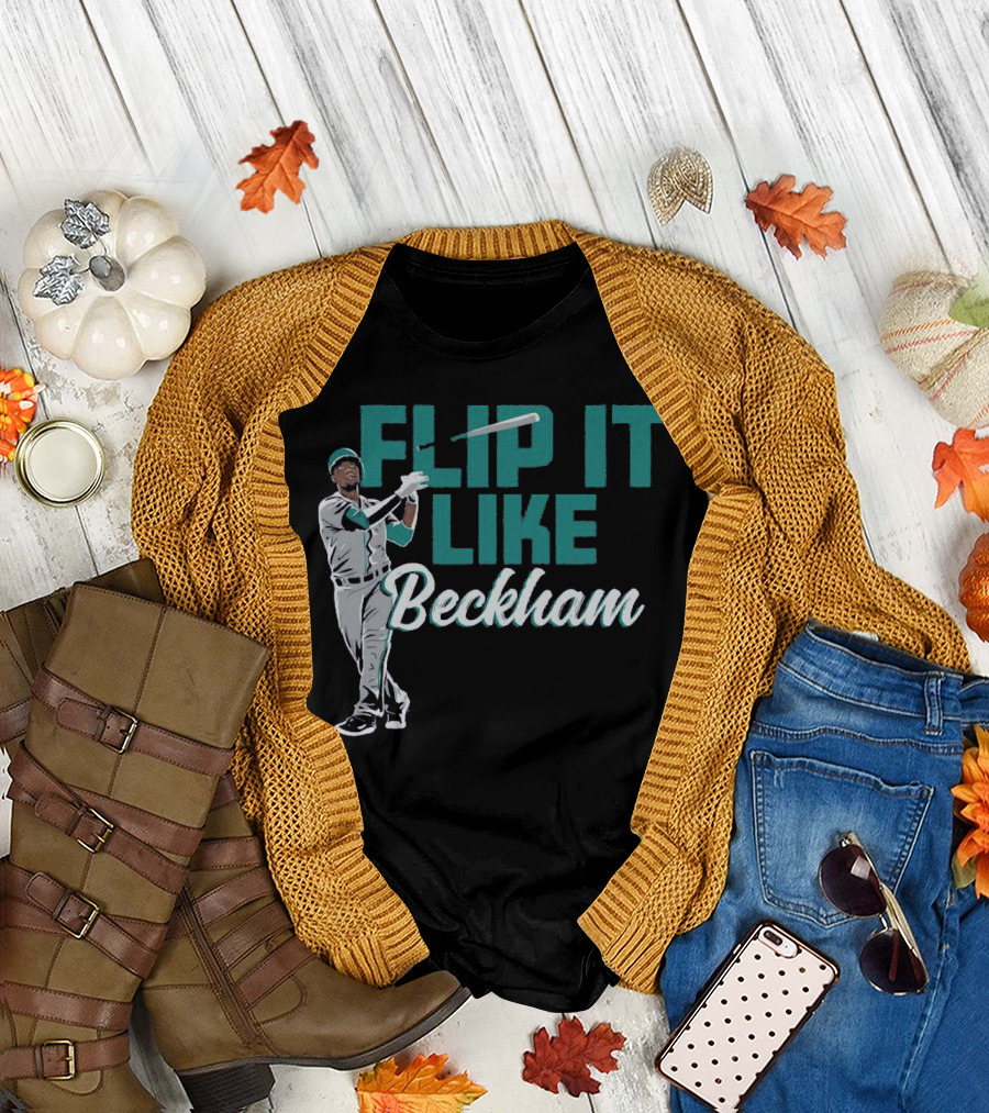 Baseball Bat Flip It Like Beckham Seattle Mariners Fans T-Shirt