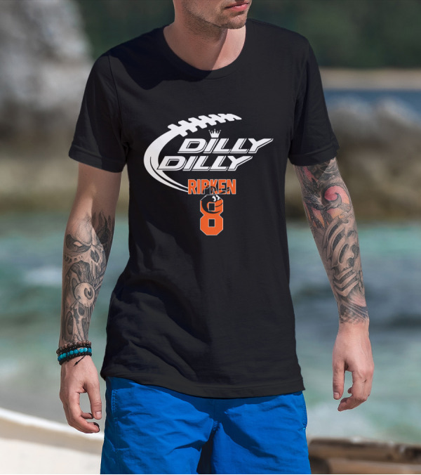 Baltimore Orioles Ripken 8 Dilly Dilly Football Crown T-Shirt