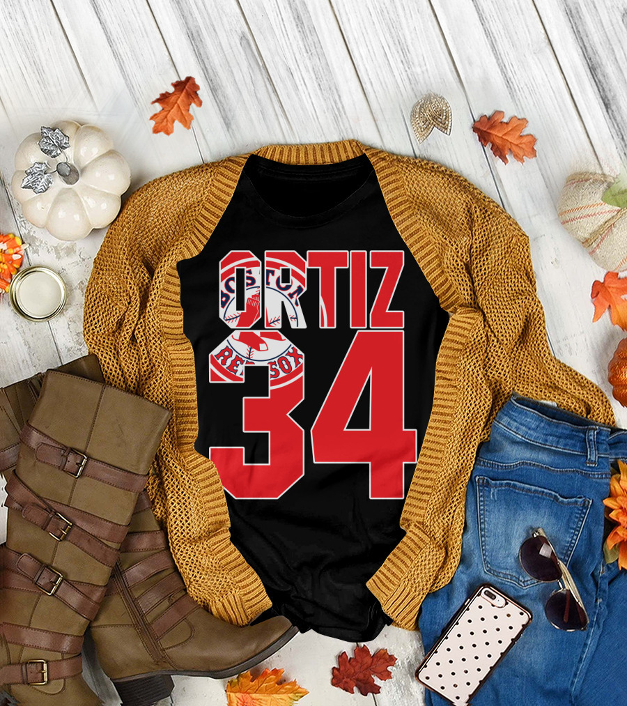 Ortiz 34 Boston Red Sox Logo Iconic T-Shirt