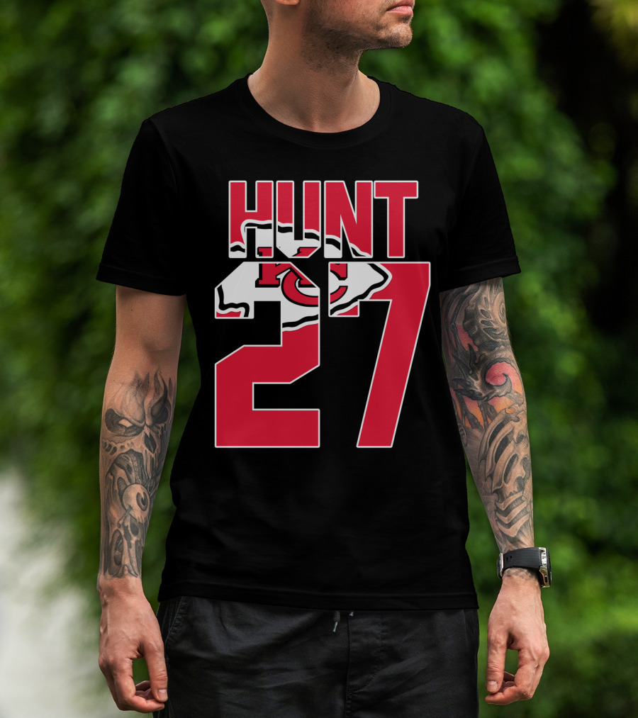 Hunt 27 Kansas City Chiefs Logo Kareem Hunt Game Jersey T-Shirt