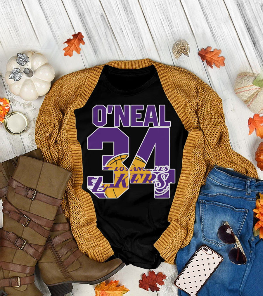 O'neal 34 Los Angeles Lakers Shaquille O'neal Basketball Legends T-Shirt