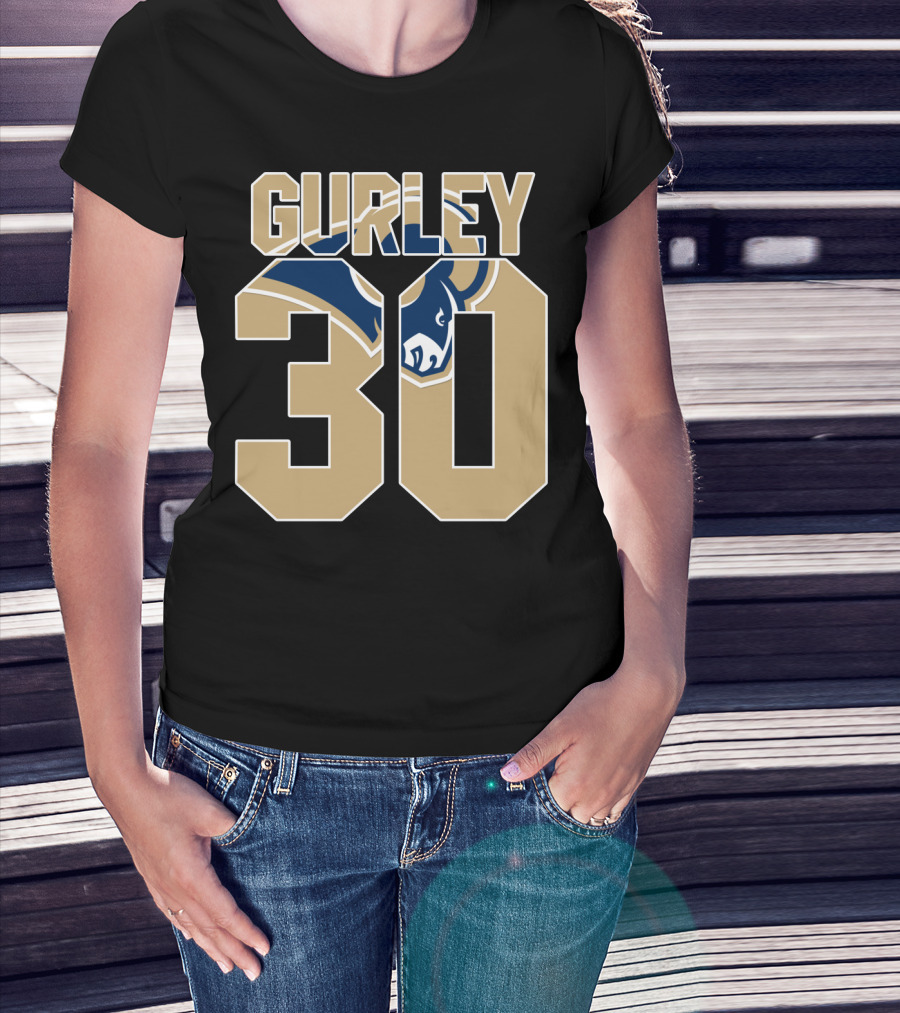 Gurley 30 Los Angeles Rams Logo Jersey T-Shirt