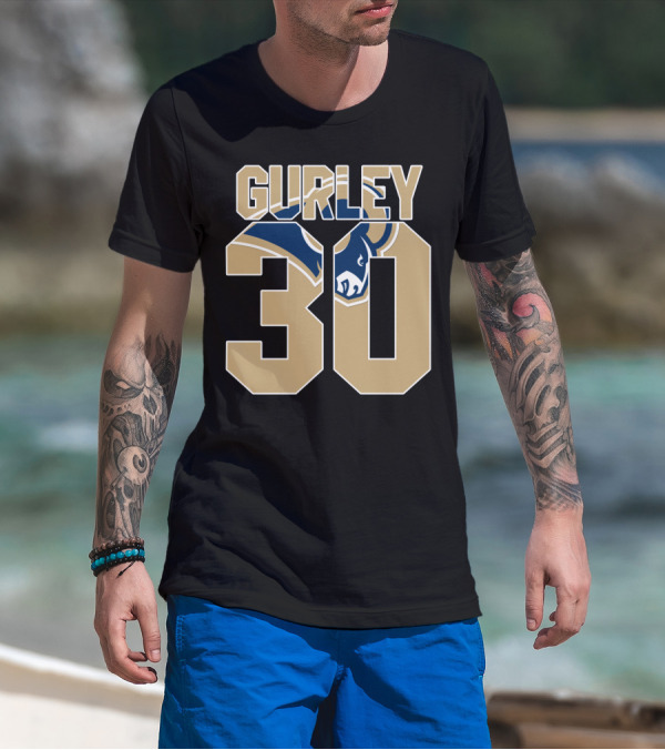 Gurley 30 Los Angeles Rams Logo Jersey T-Shirt